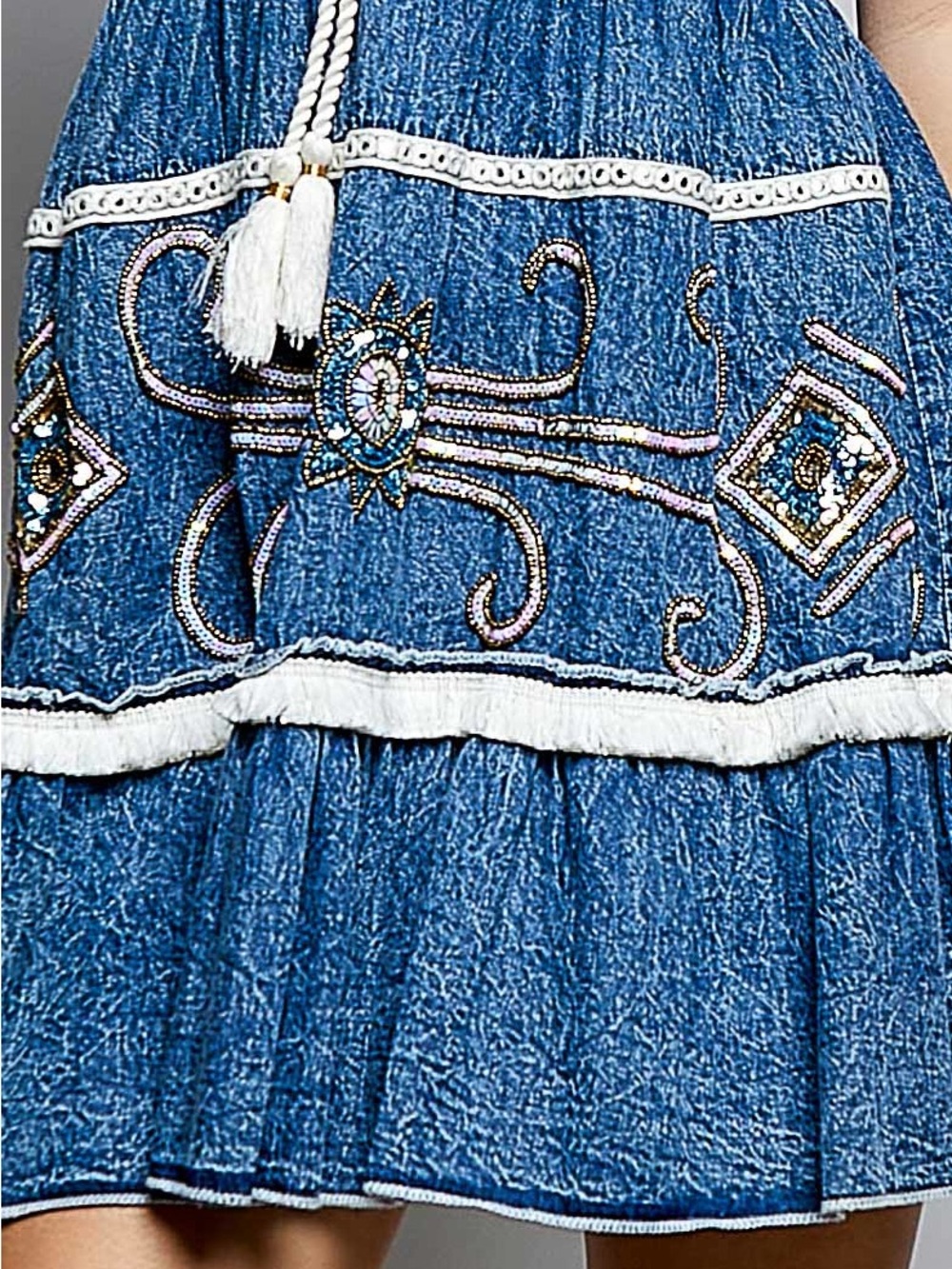 POL Blue Embroidered Spaghetti-Strap Mini Dress - Picture 7 of 7